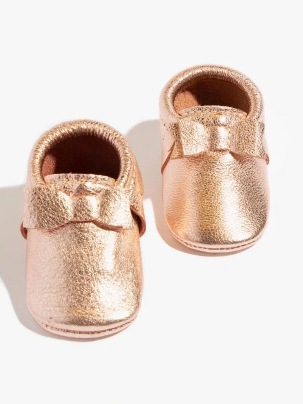 Freshly Picked Rose Gold and Platinum Gold Bow Scallop Moccasin bundle sz 1 3-6m